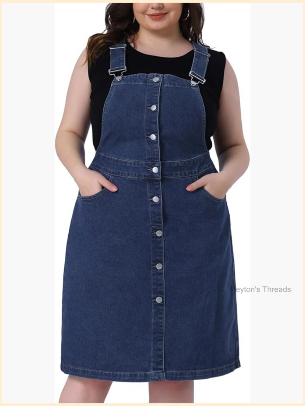 Plus Size Denim Overall Dress with Adjustable Straps